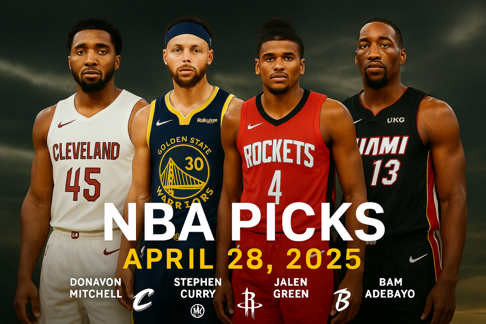 NBA Playoff Predictions & Best Bets Today – Cavaliers vs Heat, Rockets vs Warriors (April 28, 2025)