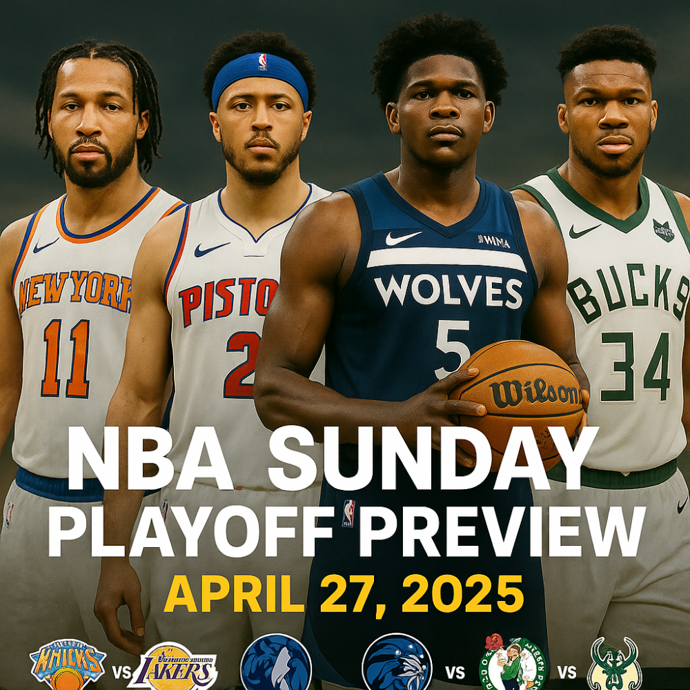 NBA Playoff Predictions & Best Bets Today – Knicks vs Pistons, Lakers vs Timberwolves, Celtics vs Magic, Pacers vs Bucks (April 27, 2025)