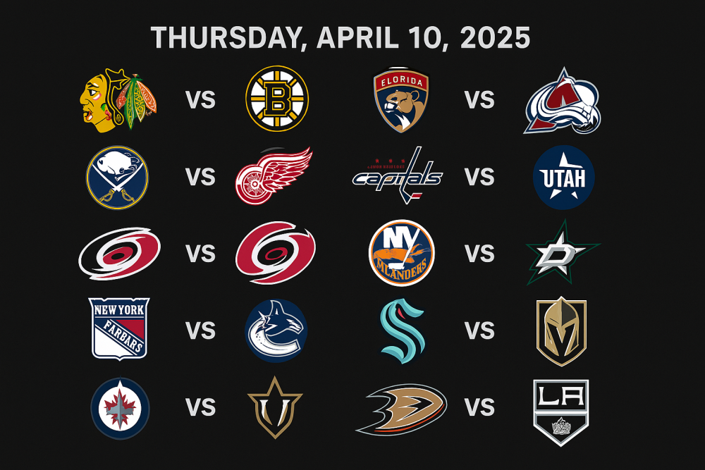 NHL Betting Preview April 10, 2025 – Best Bets & Top Props for All 10 Games
