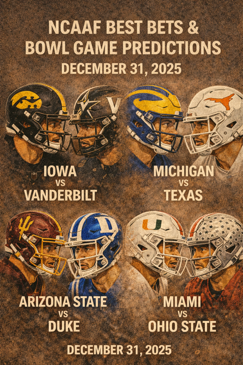 NCAAF Best Bets & Bowl Game Predictions, December 31, 2025