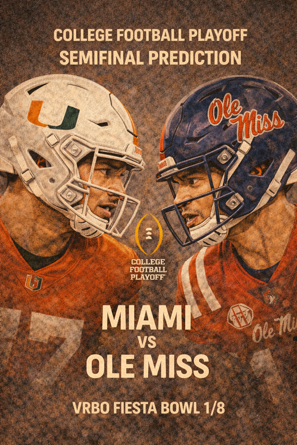 College Football Playoff Semifinal Prediction Miami vs Ole Miss — Vrbo Fiesta Bowl 1/8