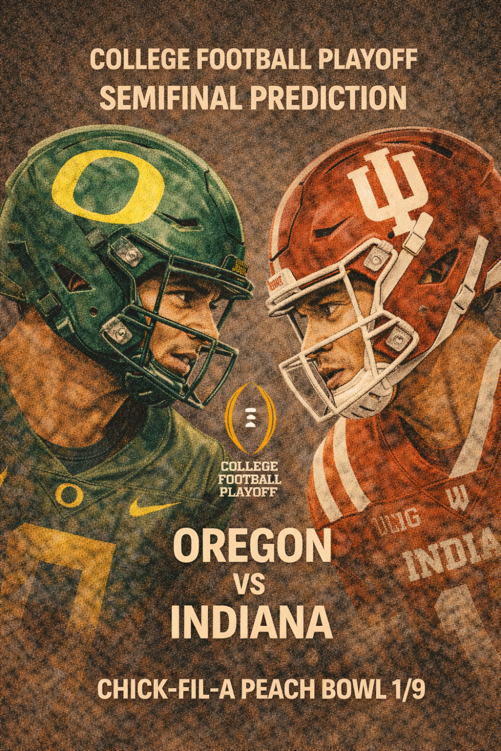 College Football Playoff Semifinal Prediction Chick-fil-A Peach Bowl Oregon vs Indiana, 1/9